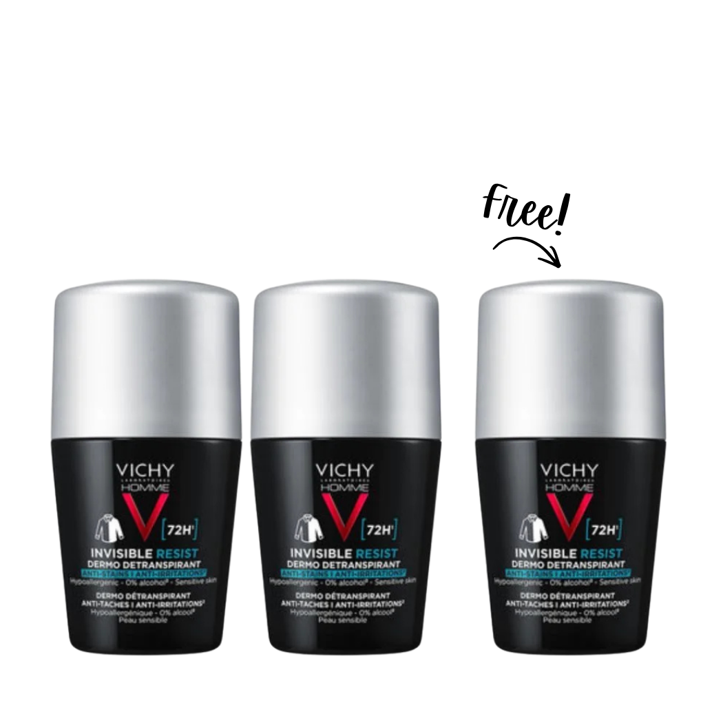 Buy 2 Get 1 - 72 Hours Vichy Homme Antiperspirant Invisible Resist